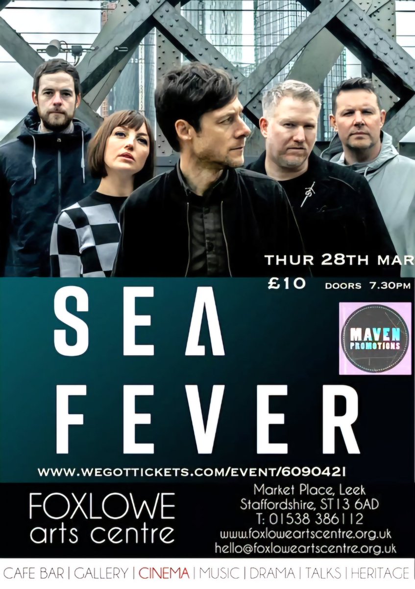 Sea Fever (@seafeverband) on Twitter photo Even more live Sea Fever in March when we play <a href="/FoxloweArts/">Foxlowe Arts Centre</a> in Leek on Thursday the 28th. It's our Staffordshire debut and we cannot wait to play for all you good good people. Tickets are going fast so buy yours from the link below and, as ever, we will see YOU down the front ๐ Even more live Sea Fever in March when we play <a href="/FoxloweArts/">Foxlowe Arts Centre</a> in Leek on Thursday the 28th. It's our Staffordshire debut and we cannot wait to play for all you good good people. Tickets are going fast so buy yours from the link below and, as ever, we will see YOU down the front ๐