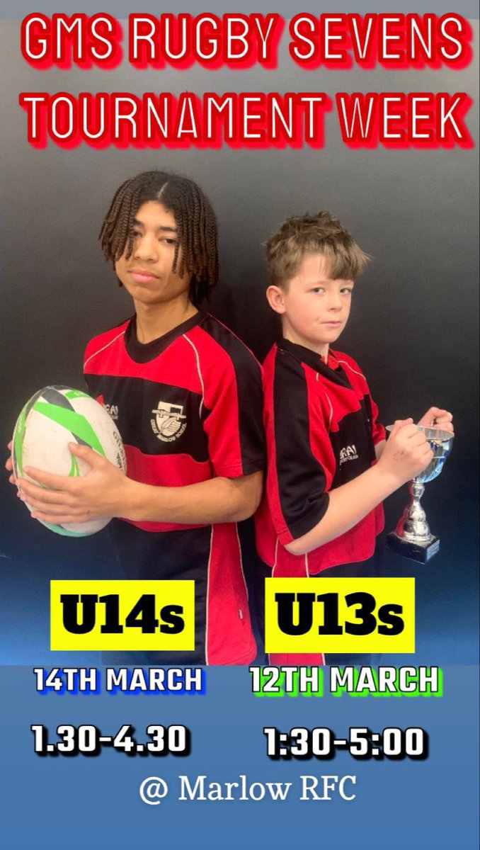 GMS_PE's tweet photo. Next week, GMS are proud to be running 2 Rugby 7s tournaments. Both will be held at Marlow RFC, who we are incredibly thankful to for hosting. A format not familiar to many, all players from the 8 schools participating will get an exciting experience of the game. #EggChasers https://t.co/Vs12X9zNxM