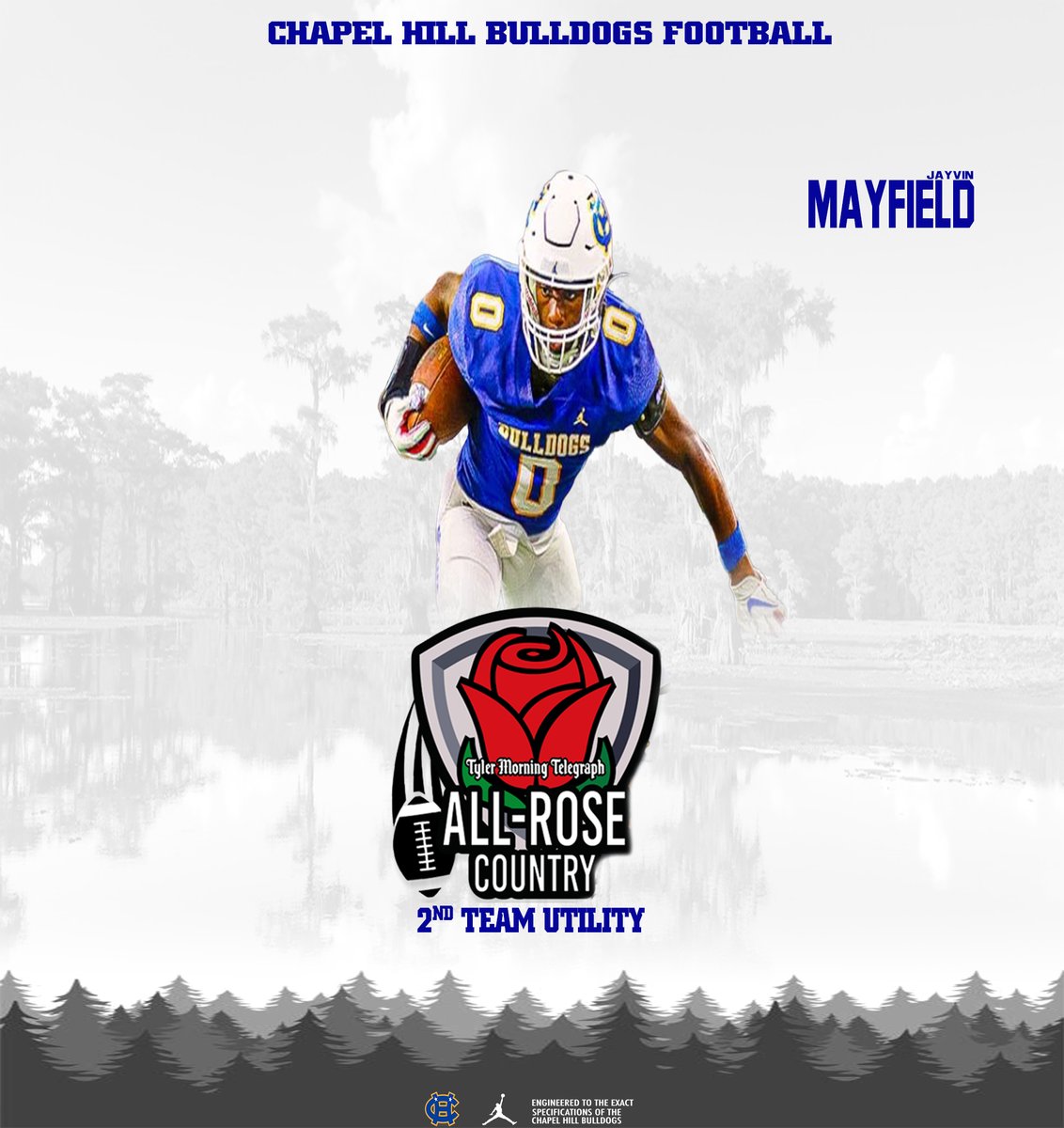 Congratulations to C/O 24 WR/DB/RET Jayvin Mayfield <a href="/themayfield0/">Jayvin “Z-RO” Mayfield</a> on earning <a href="/etfinalscore/">Tyler Paper Sports</a> All Rose Country 2nd Team Utility Player! #WeGotDogs #RecruitCH