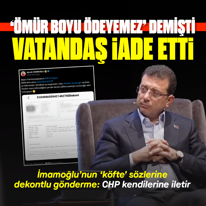 yenisafak's tweet photo. İmamoğlu'nun 'ömür boyu ödeyemez' dediği köftenin parasını vatandaş iade etti.