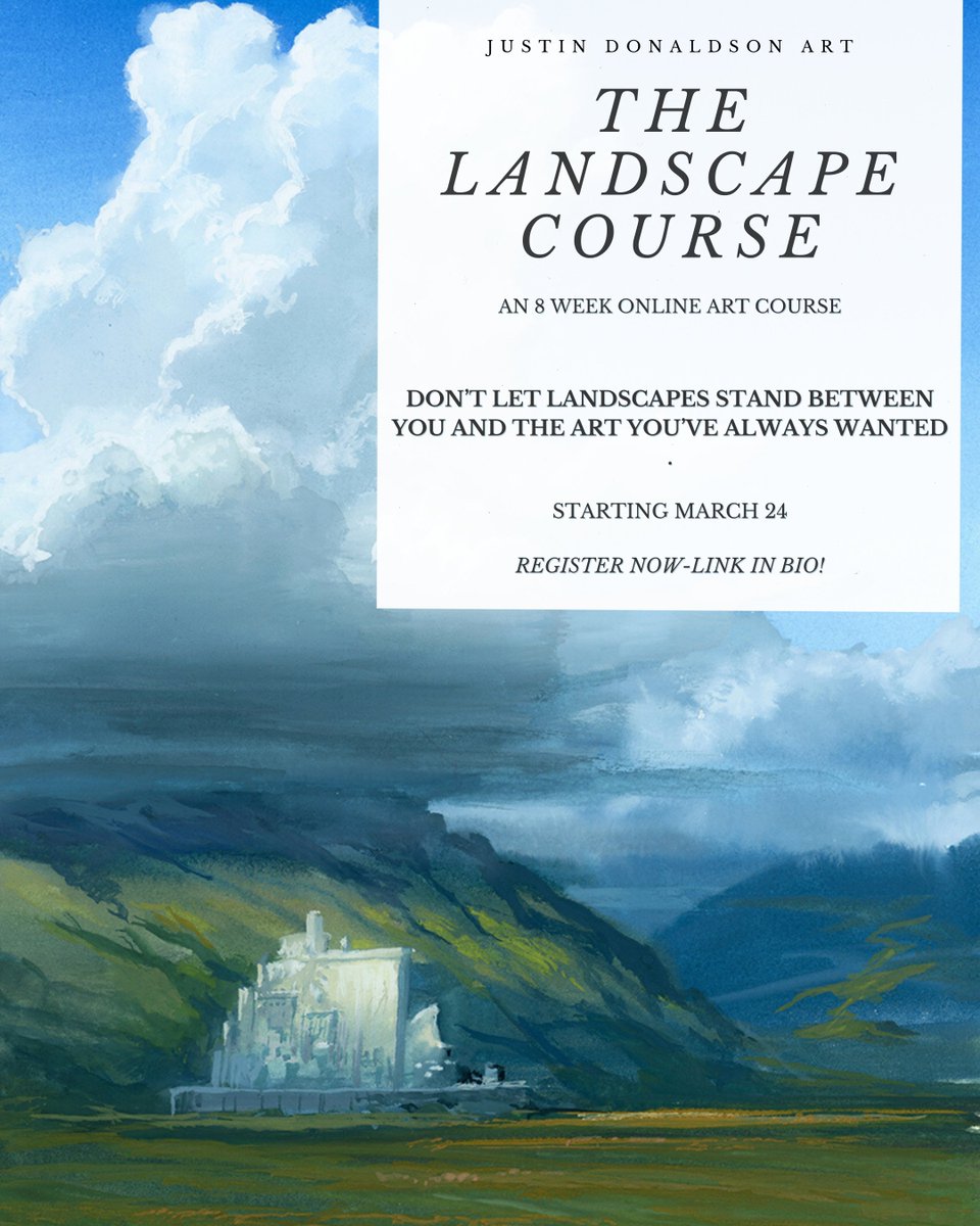 JDonaldson_art's tweet photo. to celebrate the landscape course opening registration Im going to giveaway an auditing seat in the class. RT + comment for your chance to win. The class starts March 24! come check it out https://t.co/NkWEhwoIU1