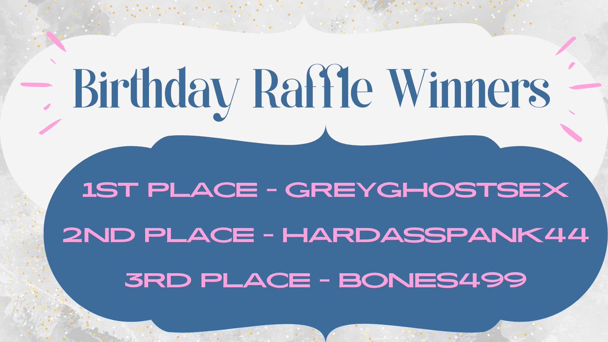 Totally forgot to post this last week! 🎉 Chaturbate Raffle Winners 🥳 Congratulations for winning and thank you all so much for playing 🥰😚