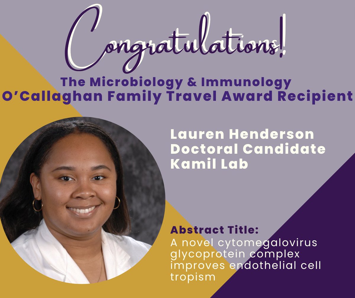 LSU Health Shreveport Microbiology and Immunology (@lsuhs_micro) on Twitter photo 🎉Congrats to Lauren Henderson (<a href="/LoFi_Sci/">Lauren (Lo)</a>) from the Kamil Lab (<a href="/macroliter/">Jeremy Kamil is also @macroliter.bsky.social</a>) on receiving this year's competitive O'Callaghan Family Travel Award from <a href="/LSUHS_Micro/">LSU Health Shreveport Microbiology and Immunology</a>!🎉Lauren will use this award at the International Herpesvirus Workshop this summer! <a href="/LSUHS/">LSU Health Shreveport</a> <a href="/LSUHSResearch/">LSU Health Shreveport Research</a> <a href="/LSUHS_PhD/">LSUHS School of Graduate Studies</a> 🎉Congrats to Lauren Henderson (<a href="/LoFi_Sci/">Lauren (Lo)</a>) from the Kamil Lab (<a href="/macroliter/">Jeremy Kamil is also @macroliter.bsky.social</a>) on receiving this year's competitive O'Callaghan Family Travel Award from <a href="/LSUHS_Micro/">LSU Health Shreveport Microbiology and Immunology</a>!🎉Lauren will use this award at the International Herpesvirus Workshop this summer! <a href="/LSUHS/">LSU Health Shreveport</a> <a href="/LSUHSResearch/">LSU Health Shreveport Research</a> <a href="/LSUHS_PhD/">LSUHS School of Graduate Studies</a>