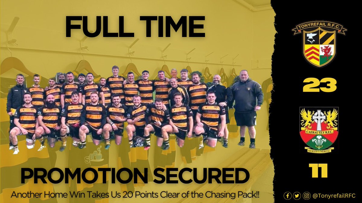 🚨FULL TIME🚨 We’ve avoided the P word for some time! We can say it now though! Well done to all involved although we know you’re all not done yet! Thanks to Caerau Ely for yet another great game! 🖤🧡