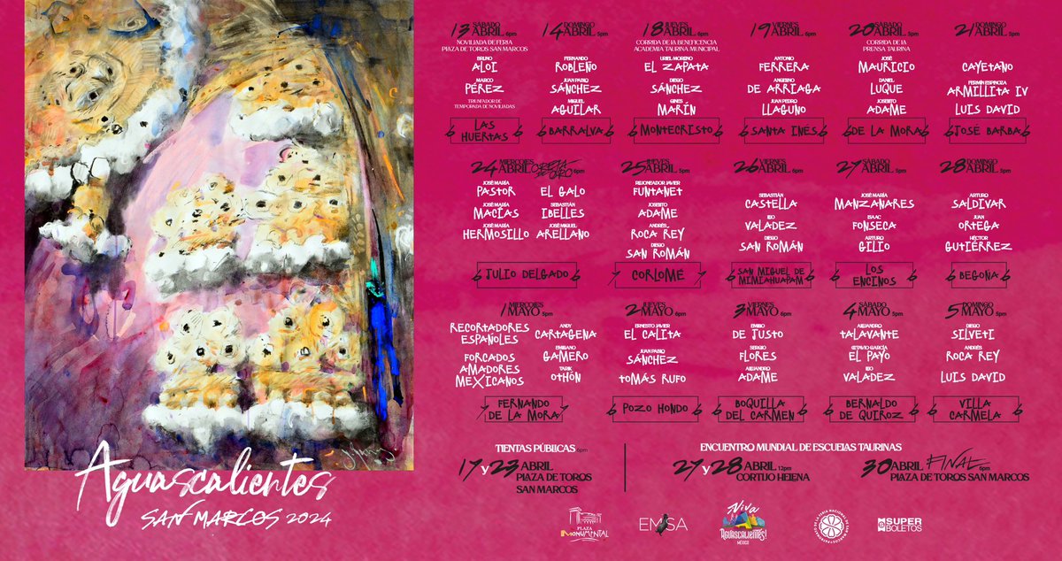 TereJimenezE's tweet photo. CARTEL OFICIAL DEL SERIAL TAURINO DE LA #FNSM24 🐂 

Los esperamos del 13 de abril al 5 de mayo en la feria más grande e importante de México. 🎡 🎶 💫 https://t.co/nOLPgCT254