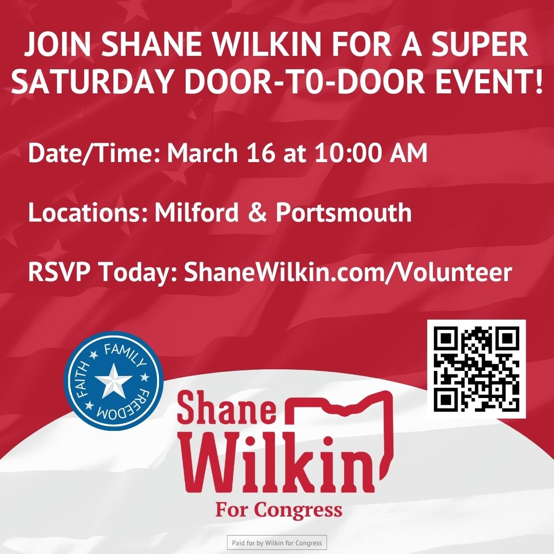WilkinForOhio's tweet photo. Are you available to help volunteer next Saturday, March 16th in the final weekend before Election Day as we rally voters in Clermont and Scioto counties? Shane and President Trump are counting on your help! 🇺🇸 RSVP at: https://t.co/ETceTifKdN https://t.co/1nzpee0pmS