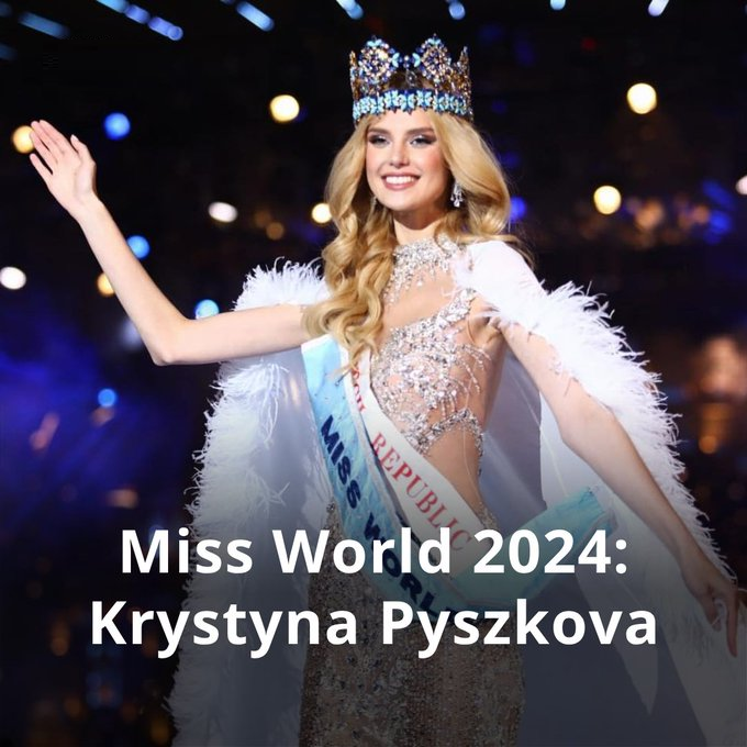 RadioOneSS's tweet photo. Krystyna Pyszkova from Czech Republic has won the 71st edition of the Miss World pageant that was held in India.
◾️Lesego Chombo of Botswana won the Miss World Africa.
◾️South Sudan's Arek Abraham Albino made it to the top 40 contestants list.
#MissWorld2024 #OneUpdates https://t.co/tyLnbfIxEm