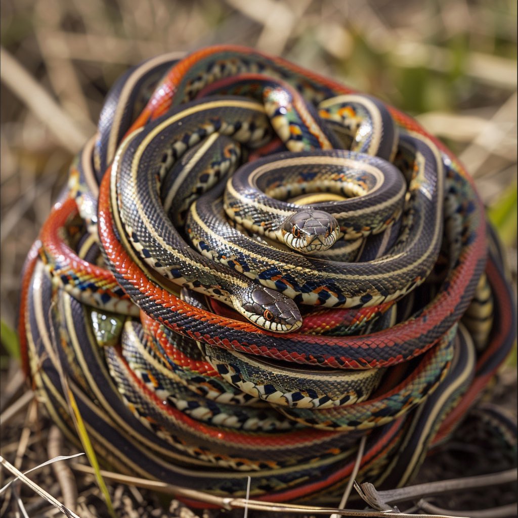DailyPositivo's tweet image. Curious Fact Number 13:

The red-sided garter snake engages in massive mating balls, where hundreds of males swarm around a single female in a frenzied attempt to mate. It’s a chaotic yet fascinating display of nature’s drive to reproduce! 🐍🔴 #MatingBehavior #Snakes