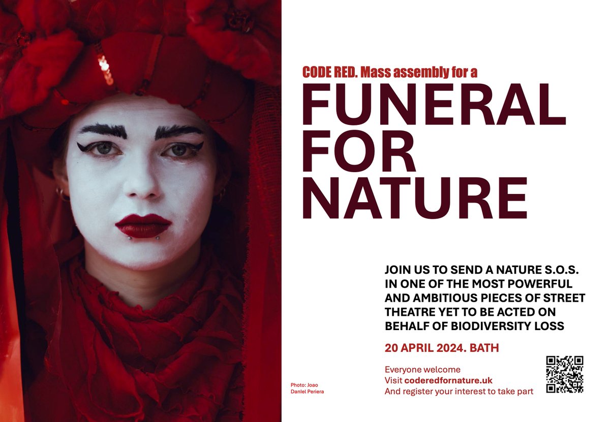 I'll be attending a #FuneralForNature on 20th April , walking in procession through the streets of Bath to highlight the fact we are one of the most nature depleted countries in the world .

Sign up to join me at coderedfornature.uk