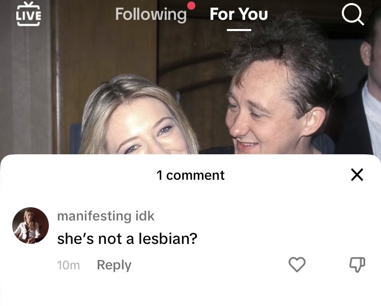 it’s so funny when people think c4te bl4nchett is lesbian (no bc she fr gives off these vibes)