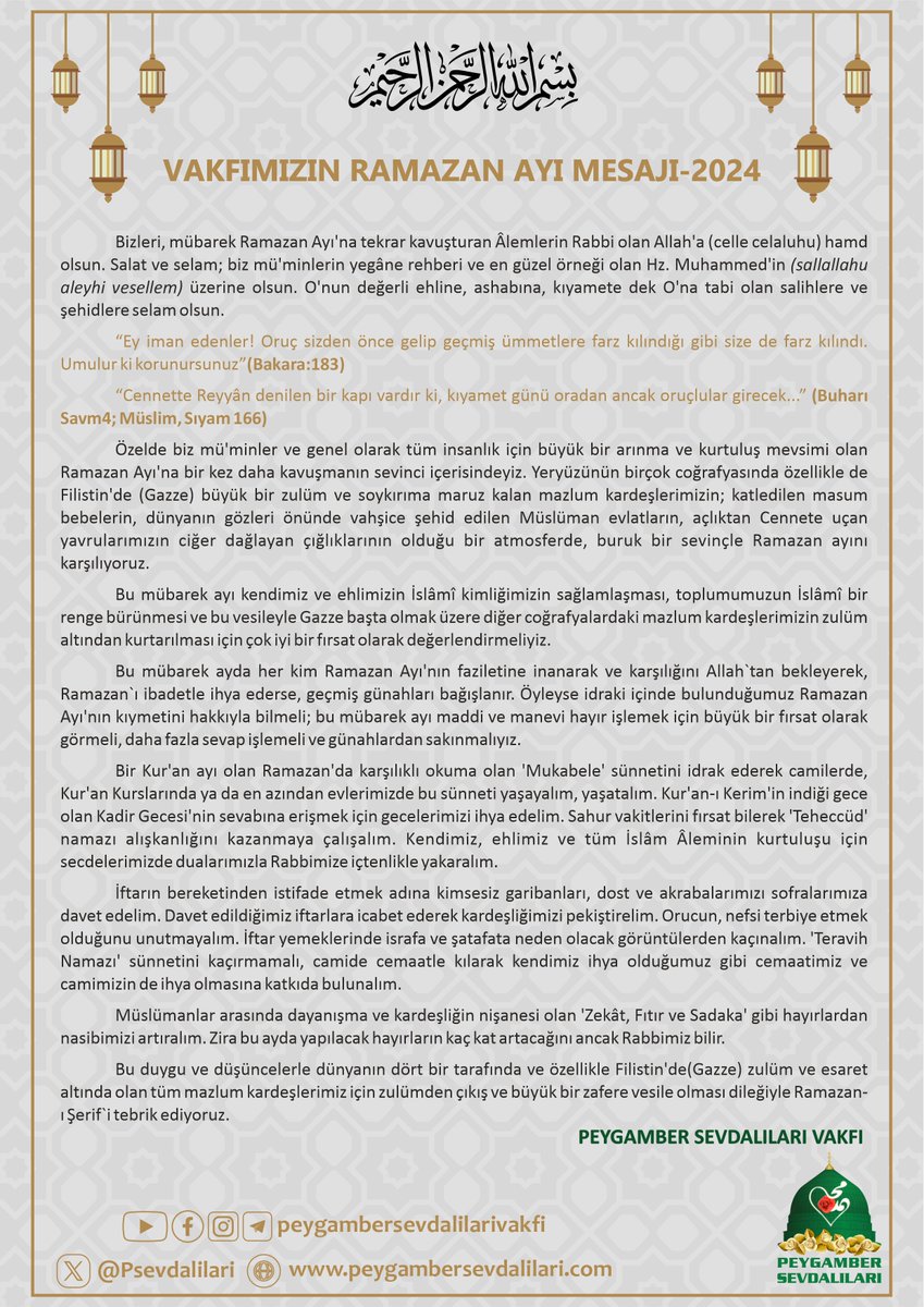 VAKFIMIZIN RAMAZAN AYI MESAJI-2024