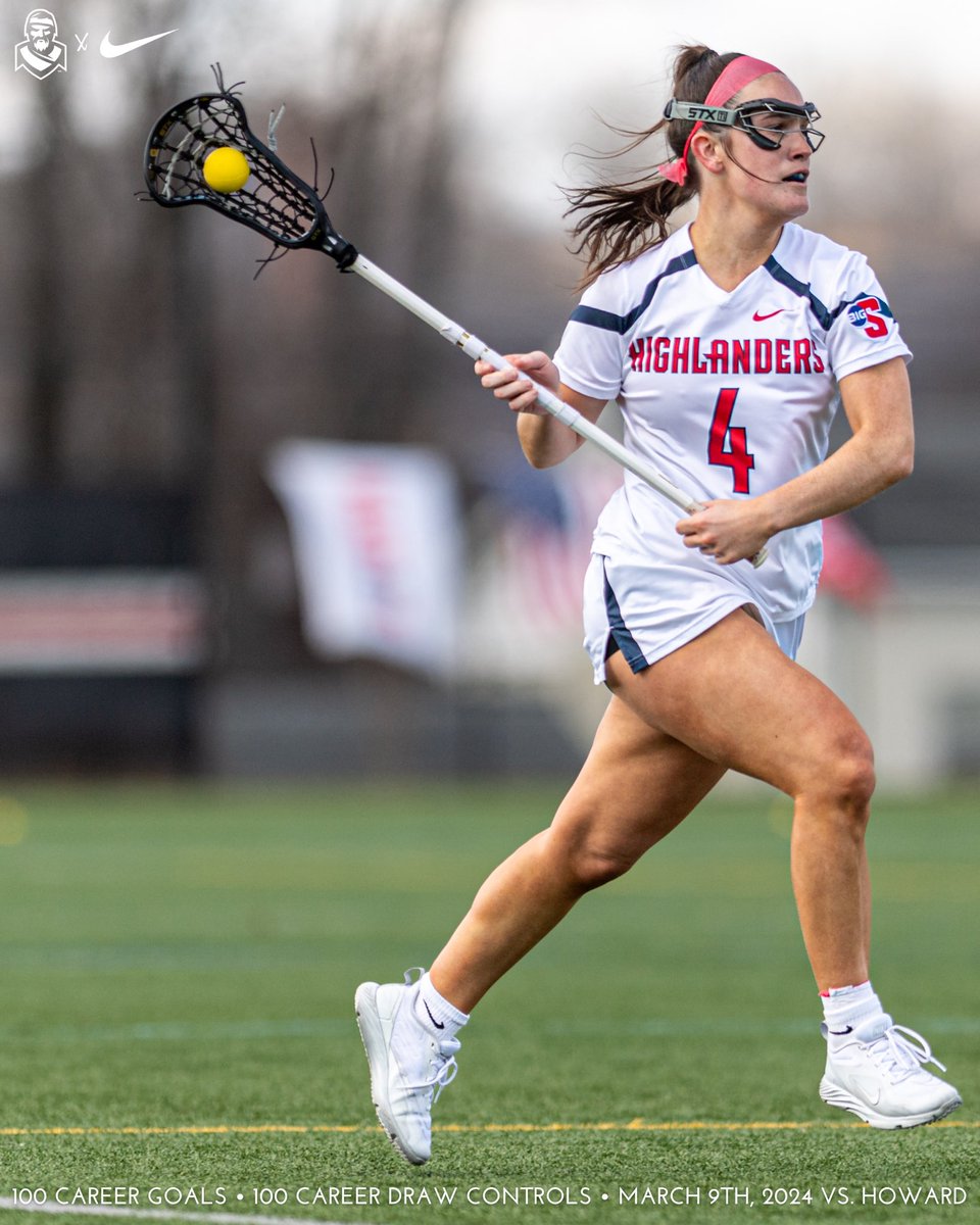 RadfordWLAX's tweet photo. Margaret Gleason hit not only one but two MILESTONES today. She not only hit 100 career goals today but finished with 105 and tied her game high of 7 goals. She also moves up to 4th place in the record book with reaching 100 career draw controls! 🛡️ 

#MakeItHappen https://t.co/g7qwFkujX1