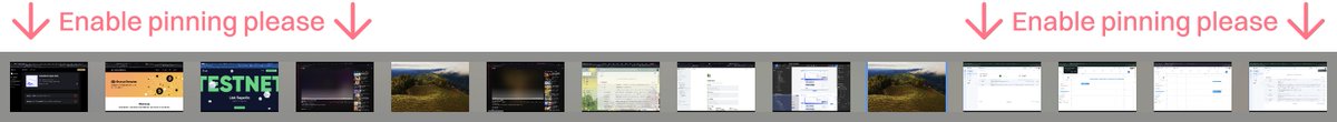 I should do this more often (public #design suggestions for improvements) but here's a quick idea for your next #macOS <a href="/Apple/">Apple</a> - please allow for pinning of windows. I'd like to pin the windows to my far-left and far-right please. Then my middle windows can be reserved as my
