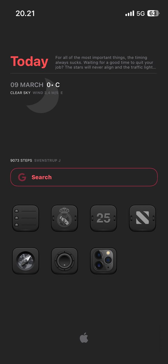 jeppefoldager's tweet image. #iOS17 #ioshomescreen
Main and left side widget page. Import in  Widgy.