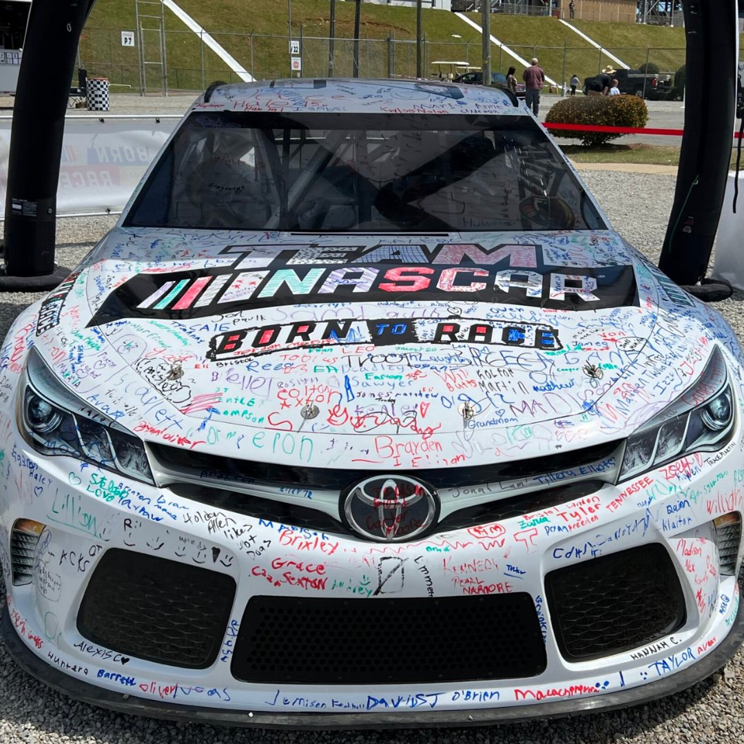 ExpEventsGrp's tweet photo. A custom coloring book car wrap by EEG, with a little help from our @NASCAR  kids attendees. 😉 
.
#nascarkids #mobilemedicaleducation #experientalmarketing #autoevents https://t.co/TOf6SeAXT3