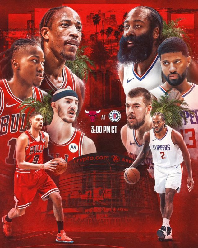 padua600's tweet image. #Gameday #Game64 
Crypto.com Arena,  Los Angeles-CA, 18h de Brasília 
Clippers (40-21) vs. Bulls (31-32) 
#SeeRed  #BullsNation