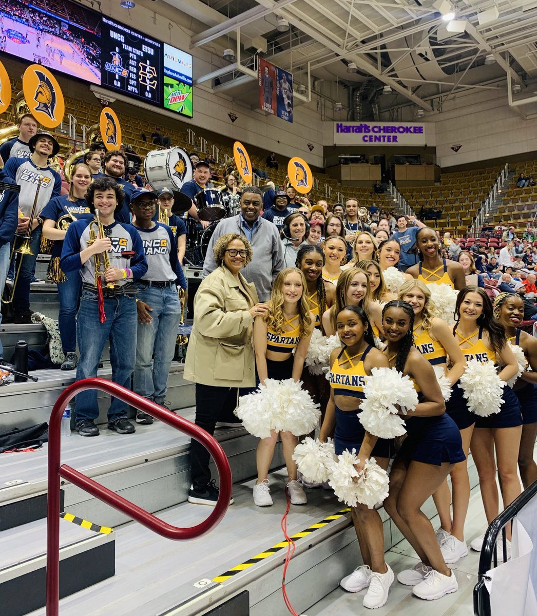 We’re in Asheville ready to cheer on @UNCGBasketball at the SoCon Tournament. 🗣️ Go Spartans! #letsgoG @uncgspartans