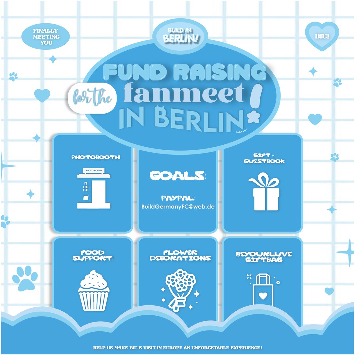 BuildGermany's tweet photo. FINALLY MEETING BIU IN BERLIN | 
Fundraising Projects  🇩🇪

◇ Help us make Build's visit in Europe an unforgettable experience 💙

◇ Form: https://t.co/cPh1LST7jj

◇ open for national and international fans

(For Paypal payment please add 3,5% to the final amount for the service tax deduction, if you order outside from EU)
     
◇ End of order: TBA

💙 all money/profit will be used for build’s upcoming projects. 💙

@JakeB4rever 
#BuildJakapan #Beyourluve #Build1stFMinBerlin
