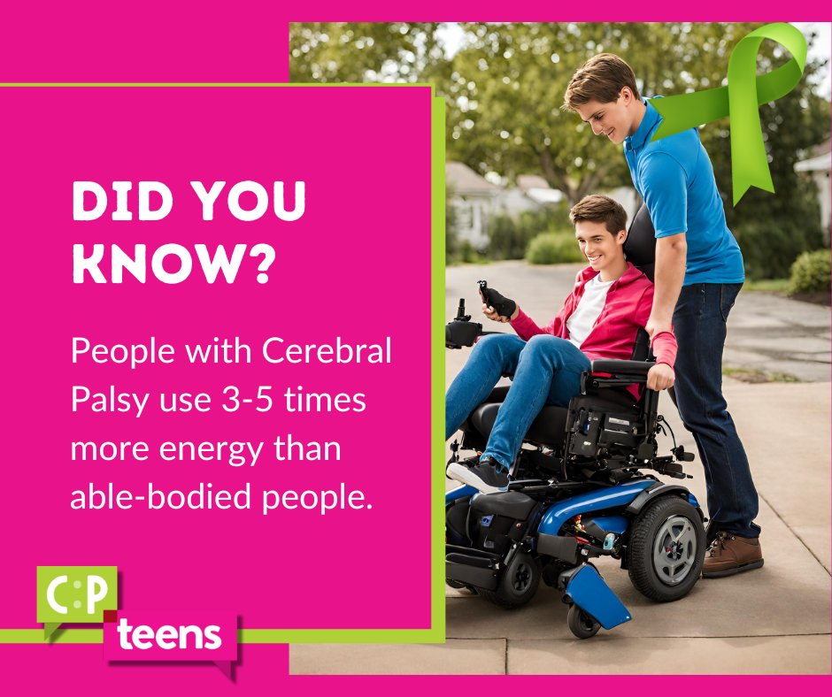 March is Cerebral Palsy Awareness Month... Did you know? It is estimated that people with Cerebral Palsy use three to five times more energy to try and move than able-bodied people use for regular movement. Over time, this can lead to both generalised fatigue and exhaustion.