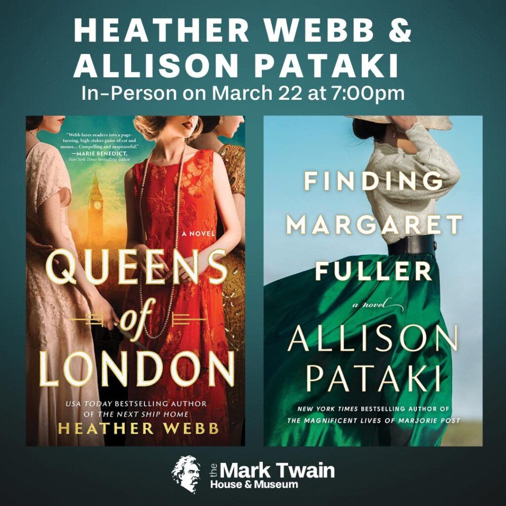 I'm excited to meet more of you wonderful readers on the final events of my tour! I hope you'll come visit with me. For New Enlganders, Allison Pataki and I would love to see you for our talk on spirited women at the @MarkTwainMuseum!