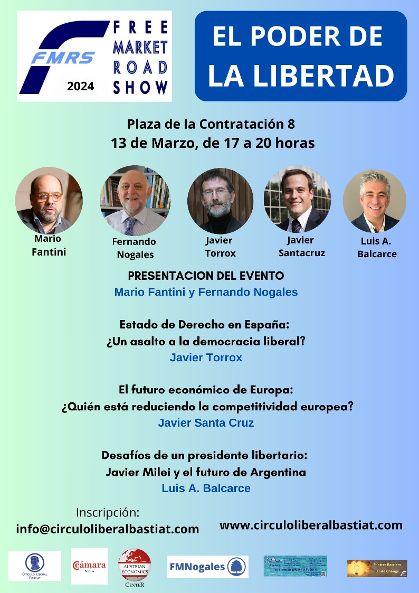 Anarcocap's tweet photo. Estamos tan HARTOS de que el Estado nos complique la vida y nos empobrezca que hemos organizado

EL PODER DE LA LIBERTAD

Es prácticamente IMPOSIBLE que no saques ALGÚN BENEFICIO de este encuentro.

Inscripciones (gratis hasta completar aforo): info@circuloliberalbastiat.com
👇 https://t.co/5c4ONISRlE