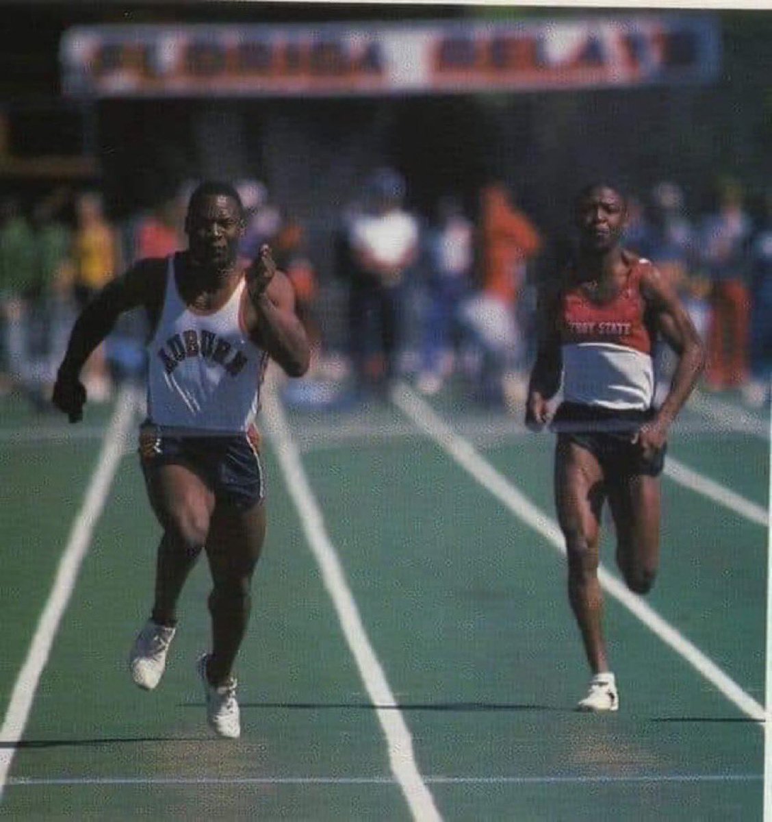 Bo Jackson at Auburn running track in 1985. 6'1'..223 pounds He ran a 10.4/100 Meters