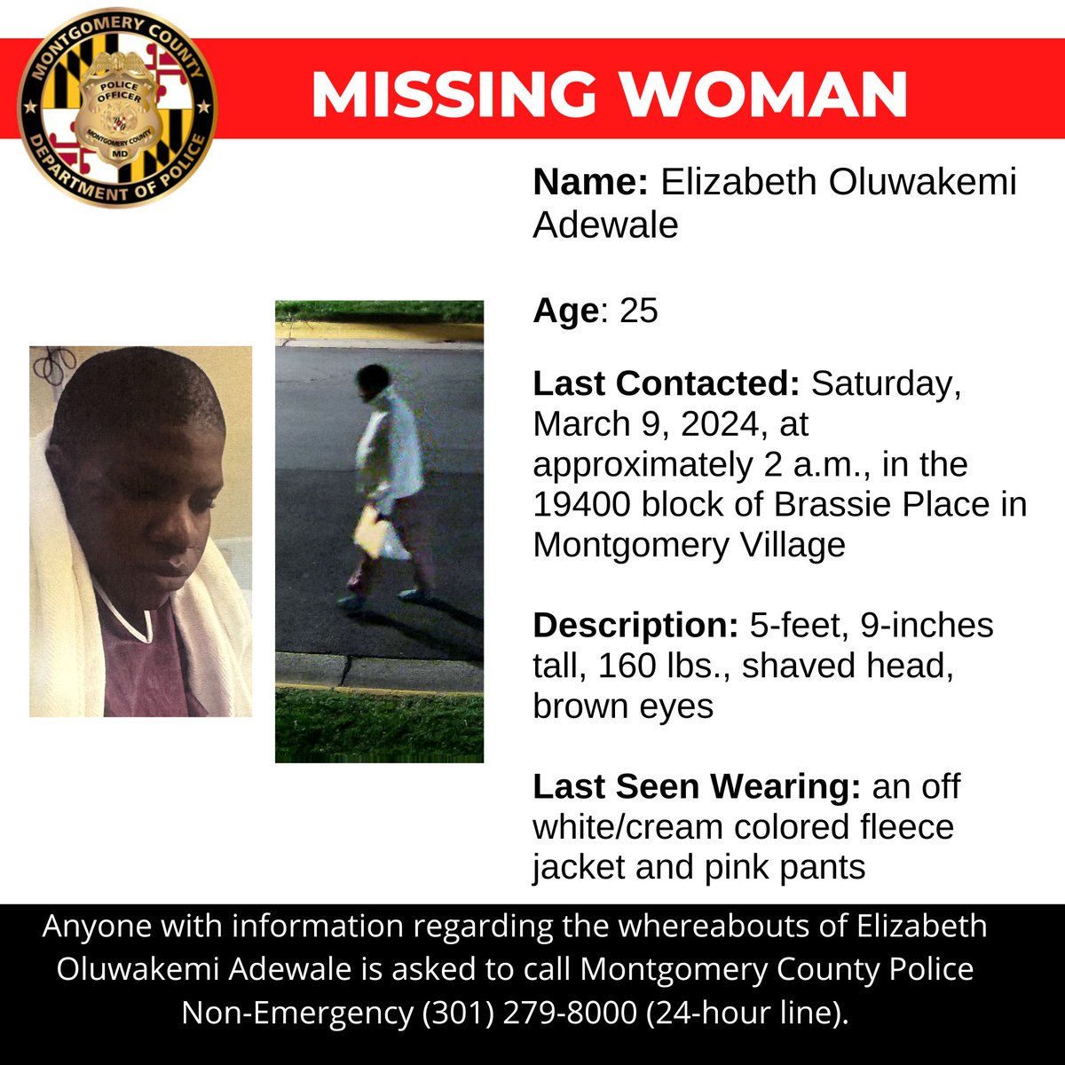 mcpnews's tweet photo. Concern for Missing Montgomery Village Woman
https://t.co/NpTBz9TgP0
#mcpd #mpcnews #missingperson https://t.co/BwARYke0HF