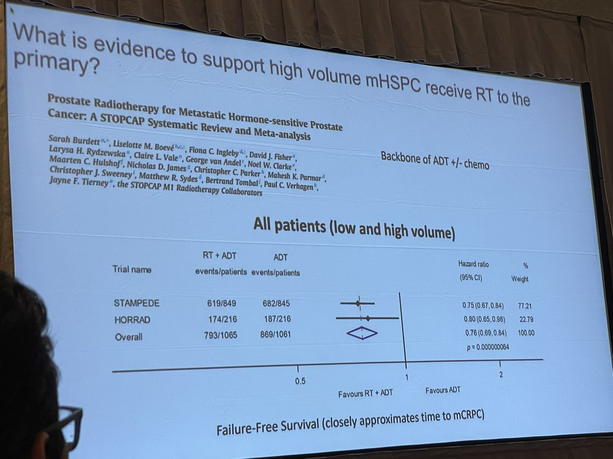 Should we radiate the primary in high volume metastatic hormone sensitive #prostatecancer? #JasonEfstathiou says yes! @DrSpratticus says maybe sometimes. Patient selection based on biology seems a happy medium. #USProstateCancerConsortium @OncLive @PCFnews @neerajaiims