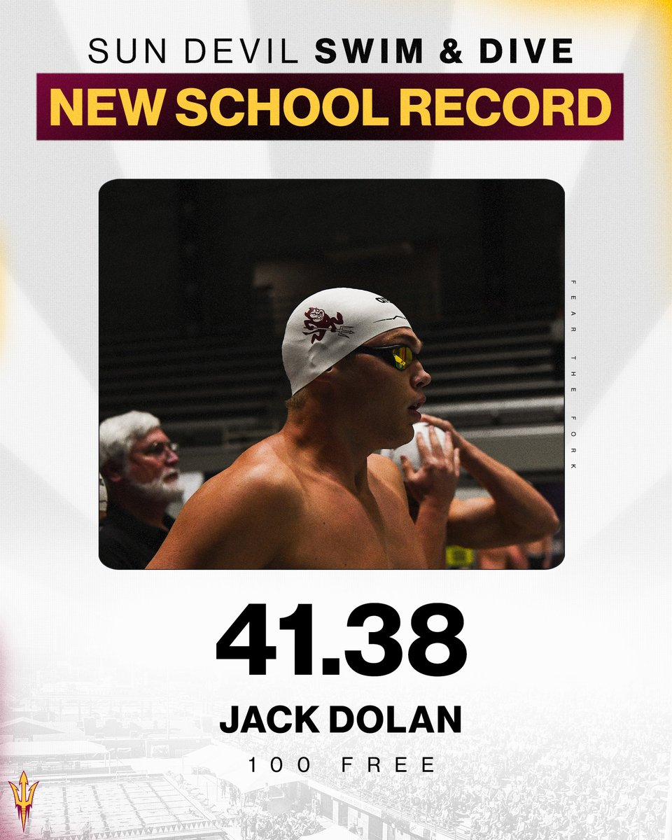What a start to Day 4 🔥 @Jackdolan_23 breaks his second school record of the week, and now holds the 50 free and 100 free record! #ForksUp /// #O2V
