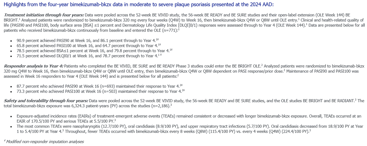 $UCB.BB
🇧🇪
UCB

First presentation of four-year BIMZELX® (bimekizumab-bkzx) data showed long-term maintenance of complete skin clearance in moderate to severe plaque psoriasis

mb.cision.com/Public/18595/3…

cc: $TUB.BB 🇧🇪 Tubize