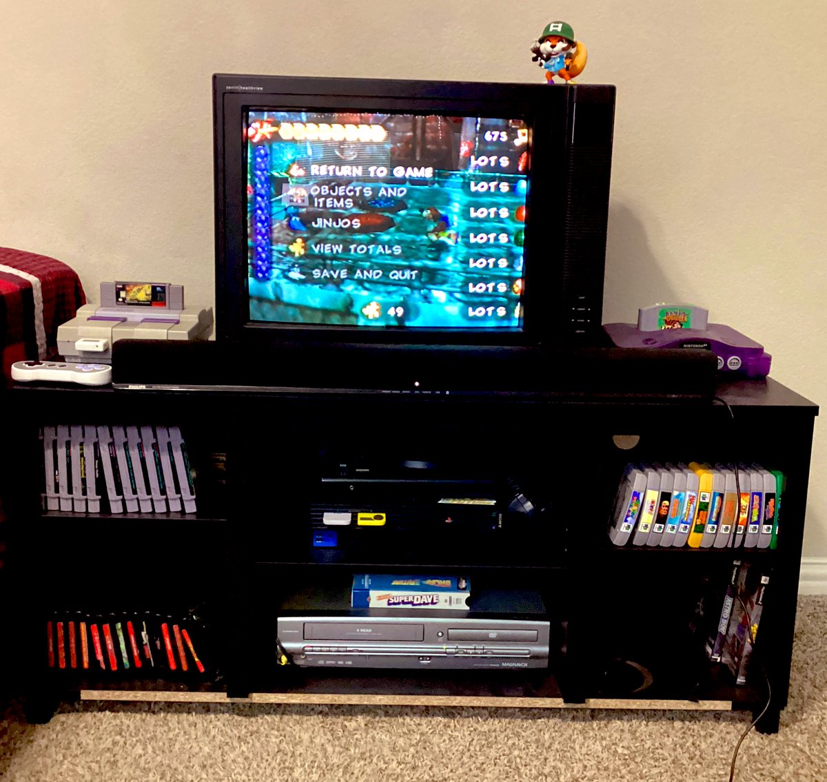 ItsMrMagee's tweet photo. Hey CRT bros, show me your CRT/Retro Gaming Setups

Here’s mine 👌 https://t.co/TN9K5FyPlp