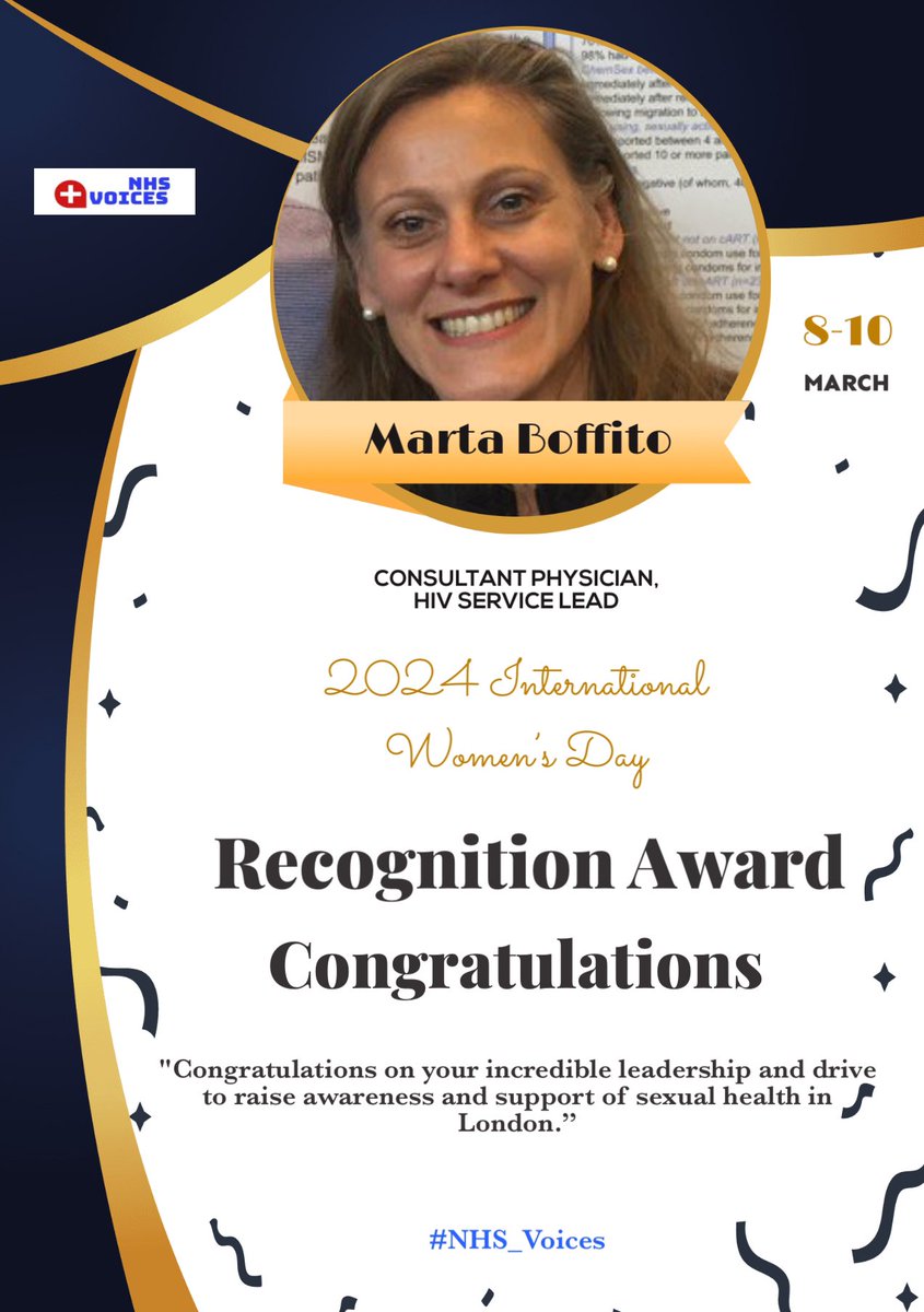 #congratulations 👏 Marta Boffito! @DrMartaBoffito ⭐️ #InternationalWomensDay   #NHS_Voices