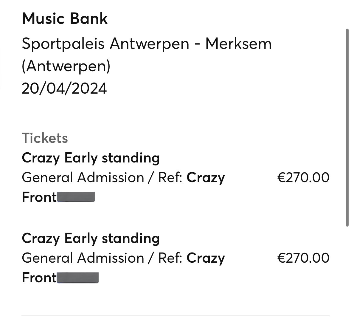 WTS I am selling music bank Antwerp
Crazy Early ticket for 240€

price is negotiable/proof possible

Pls DM me for more details
I would like the person buying meet up and go with me as my friend cannot join me anymore.
Zeroses are more than welcome, i would like some company :,)