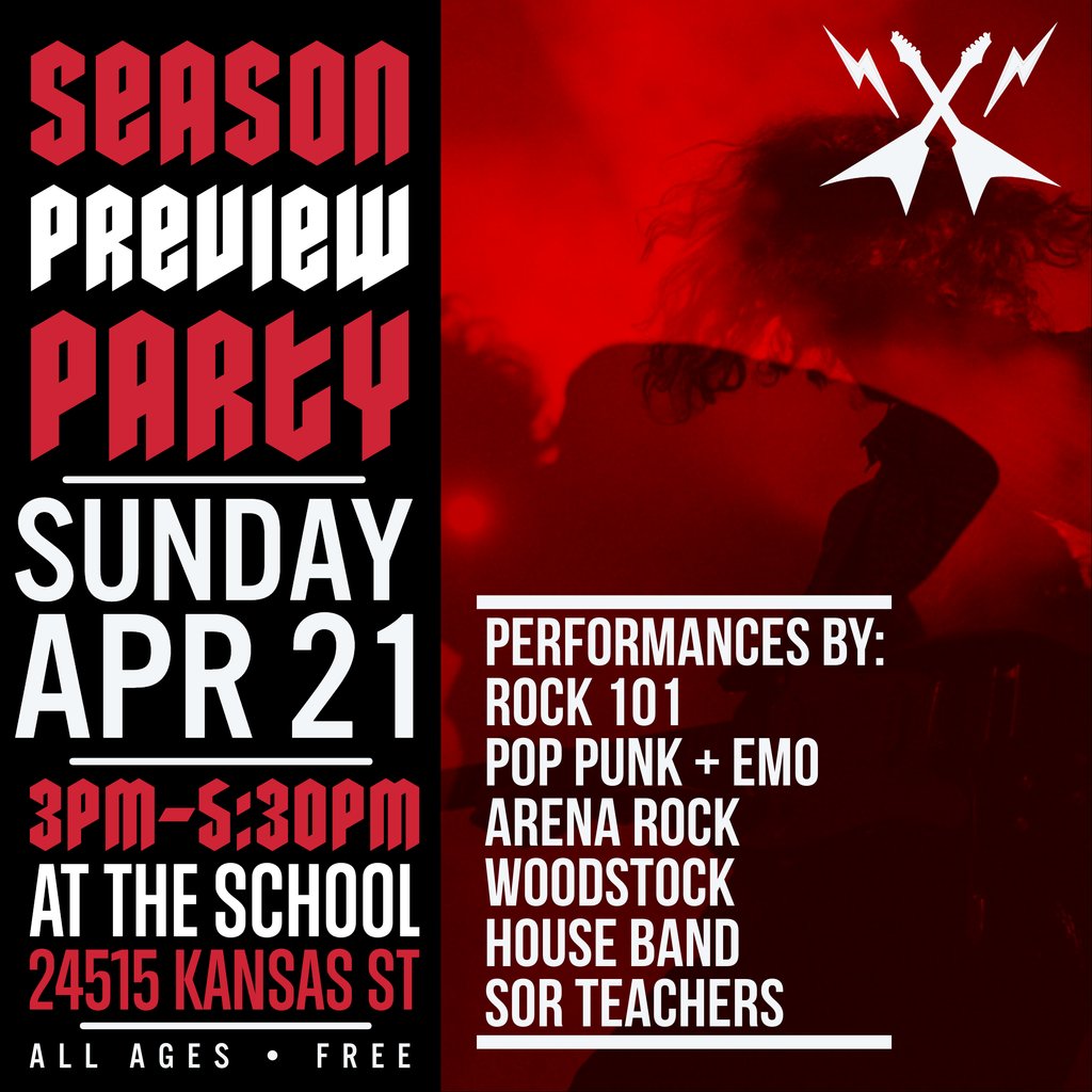 schoolofrocksc's tweet image. MARK YOUR CALENDARS for April 21st at 3pm! Season Preview is around the corner! This event is open to everyone, it&apos;s FREE and All Ages - we&apos;ll have a tie-dye t-shirt station and snacks. Come join the party!

#LiveMusic #SantaClaritaEvents #ThingsforKids #EventsforKids #WhatsUpSCV
