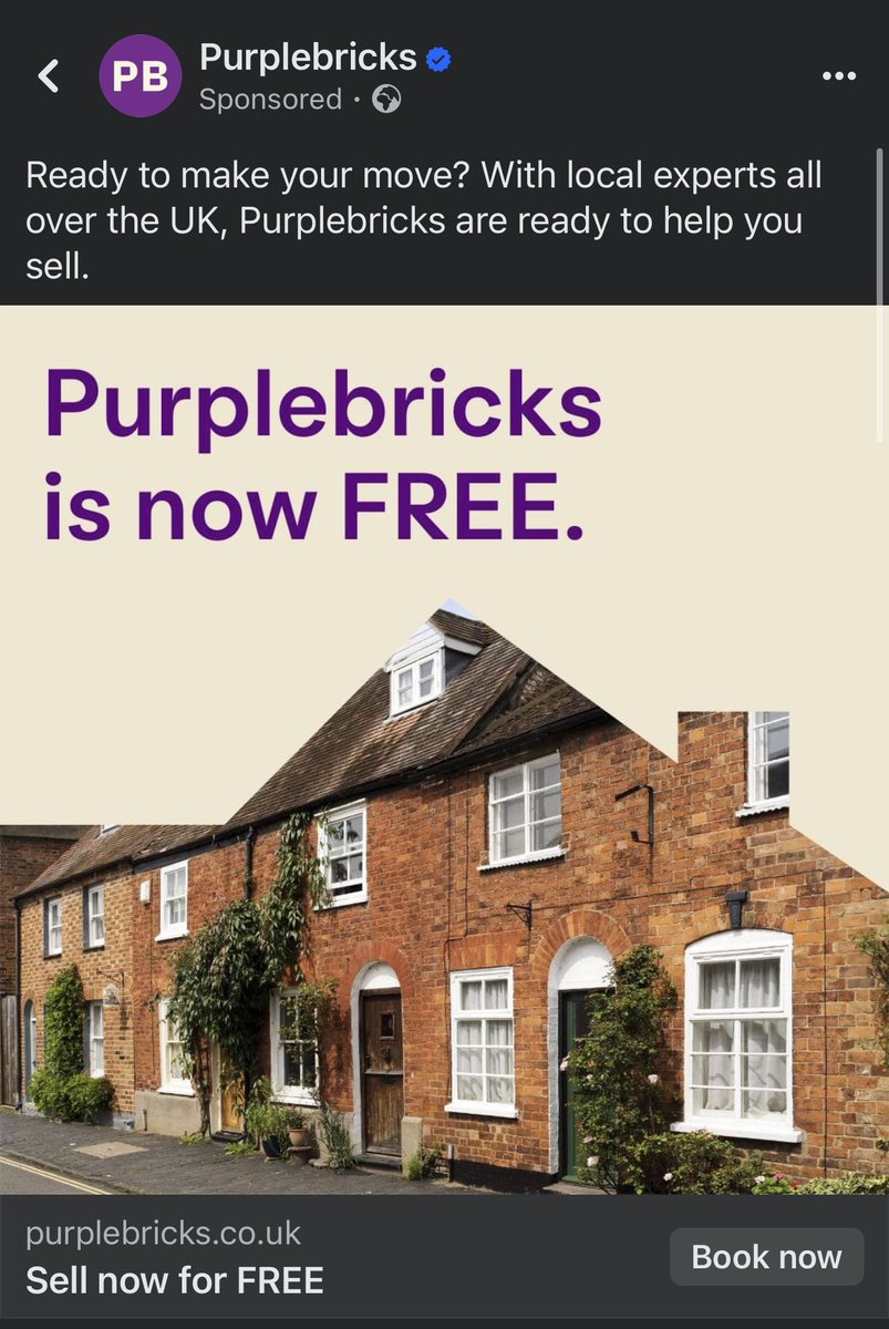 Good ole Purple Shits are now ‘Free’, but wait, if you want accompanied viewings, that’ll be £899 please. Oh, you want  photos, 3D tour and a floor plan, that’ll be another £699 please. 😂 <a href="/eabanter/">Estate Agency Banter</a> #purplebricks #estateagent #property