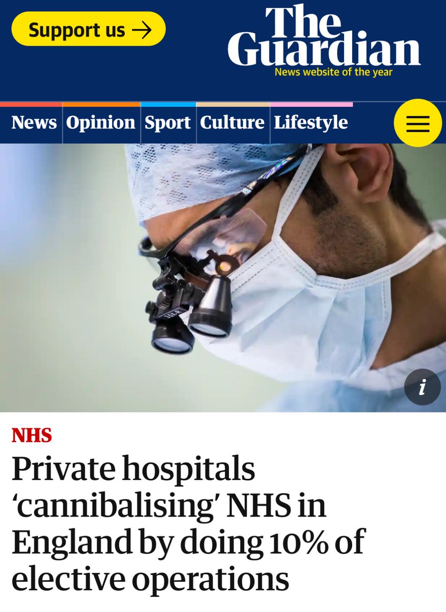 Did you know that 10% of planned NHS operations are actually being done by private companies? Please RT if you think everyone should be aware of what is happening to our NHS. amp.theguardian.com/society/2024/m…