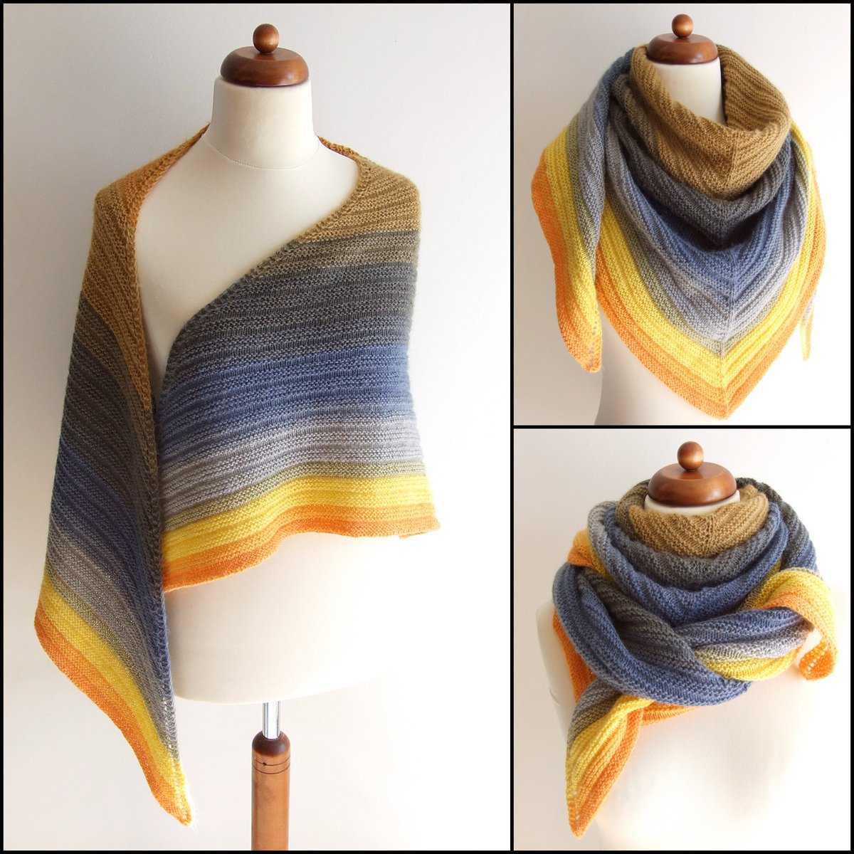 I'm thinking how to describe the colors in this. Sun coming up after gloomy winter? @Etsy #etsycopon #shopsmall #knitsdeluxe #handmadegifts #handknit #accessories #yellow #grey #knittedshawl #giftideas #knittedfashion 
available at my #Etsystore
