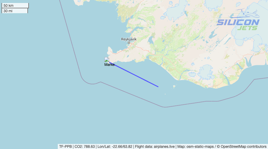 TestLumberjack's tweet image. TF-PPB (#gulfstream G650ER reportedly used by #testuser) no longer detected in flight. Emissions est. 1302 kg #CO2 (compared to 67 kg flying commercial). #CO2emissions