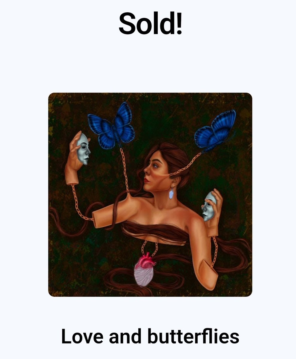 My first Sold🎉

I was officially surprised tonight and I don't know how to express my happiness🥹

thanks a lot lovely <a href="/stela_narayana/">stela</a> for curating🫂🥰

Huge thank you dear Nik <a href="/techbubble/">Nik Kalyani - Freedom for Iran</a> for collecting my art
I am very happy to see this piece in your collection🙏🩷

#nikcurate