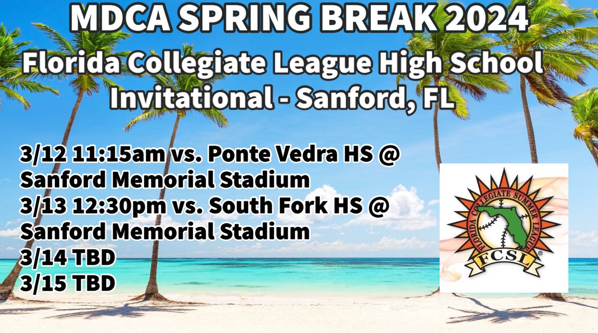 Coach Sanders (@coachsanders9) on Twitter photo Dogs are rolling into Spring Break! Can’t wait to see them compete this upcoming week <a href="/floridaleague/">Florida League</a> HS Invitational. #MDCABaseball Dogs are rolling into Spring Break! Can’t wait to see them compete this upcoming week <a href="/floridaleague/">Florida League</a> HS Invitational. #MDCABaseball