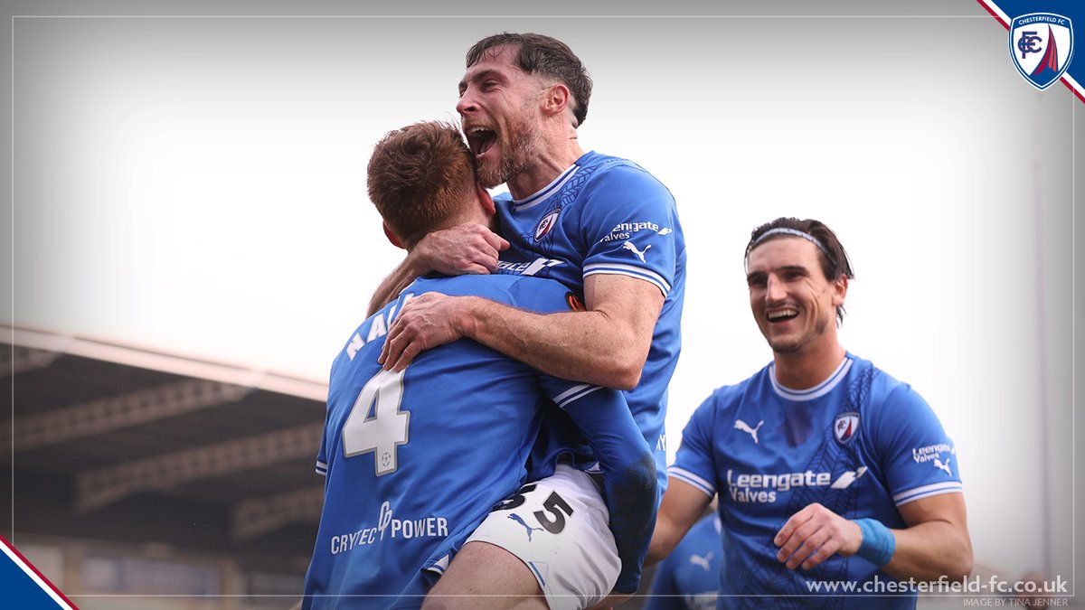 ChesterfieldFC's tweet photo. 🎉 𝟮𝟴 𝗟𝗲𝗮𝗴𝘂𝗲 𝗪𝗶𝗻𝘀 | 𝗖𝗹𝘂𝗯 𝗥𝗲𝗰𝗼𝗿𝗱

Our 4-1 victory this afternoon against AFC Fylde has set a new club record for league wins throughout a season!

History makers &amp; record breakers 💙

#Spireites https://t.co/4yZOdXAIFO