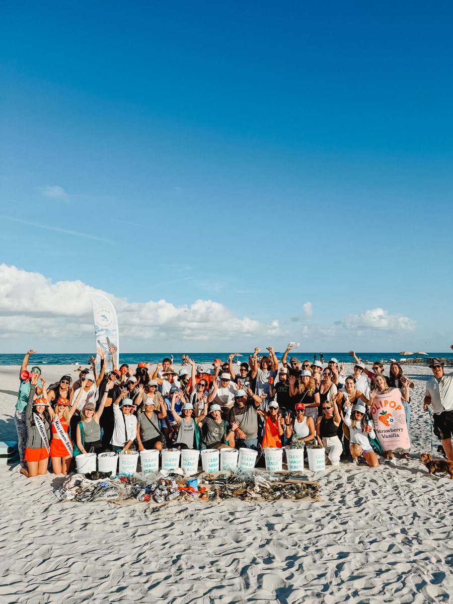 Had a wonderful cleanup last month with @drinkolipop 🐬✨ 57 volunteers banded together to remove 160 lbs of trash from Miami Beach 💪 We’re so thankful for everyone’s hard work, and we can’t wait to work together again soon 🙌🌊 #TeamOcean