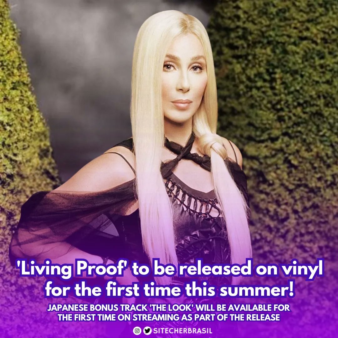 SiteCherBrasil's tweet photo. ✨️@Cher will release 'Living Proof' on vinyl for the first time this summer on a 13-track LP! The 2001 album was remastered by Stephen Marcussen and will hit the streaming platforms featuring the japanese bonus track "The Look" - to be available digitally for the 1st time https://t.co/ttAOGCbFIE