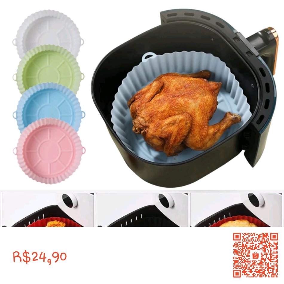 Forma De Silicone Para Air Fryer Forno Microondas Fritadeira Assadeira – Reutilizável Antiaderente Flexível por R$24,90. Encontre na Shopee agora! #ShopeeBR