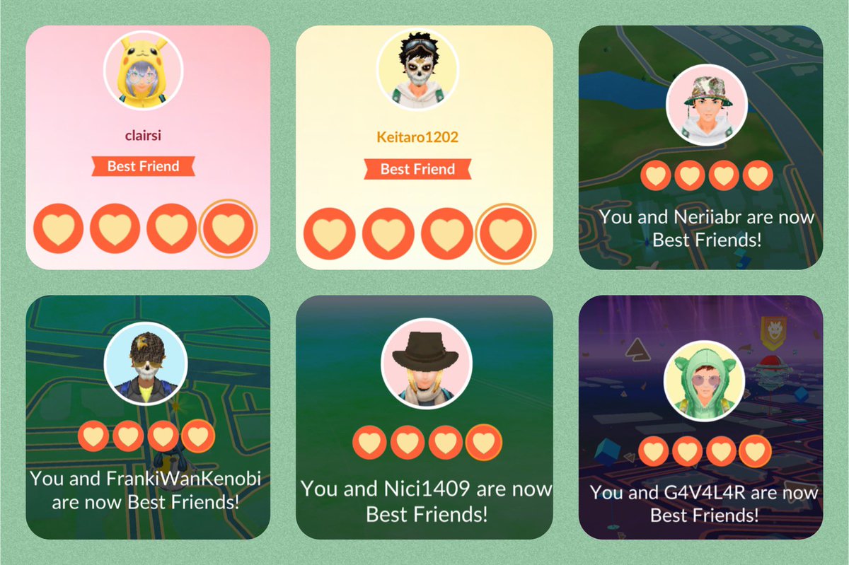 xTh0m45x's tweet photo. Playing catch up from the past week or so but thank you to @clairsi, Keitaro1202, @A1iren, @frankiwankenobi, Nici1409 and G4VRL4R for hitting #PokemonGo Best Friends! 😊❤️. Appreciate y’all sending and opening gifts. 🔥 https://t.co/1MHMp5O8jp
