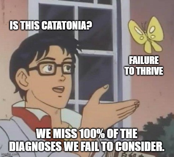 I'm convinced #catatonia is commoner than we know, often overlooked or misdiagnosed as failure to thrive, delirium, psychosis, etc. Catatonia awareness is urgently needed among ED, IM, & neuro clinicians b/c they're likely the first ones to see pts with catatonia.