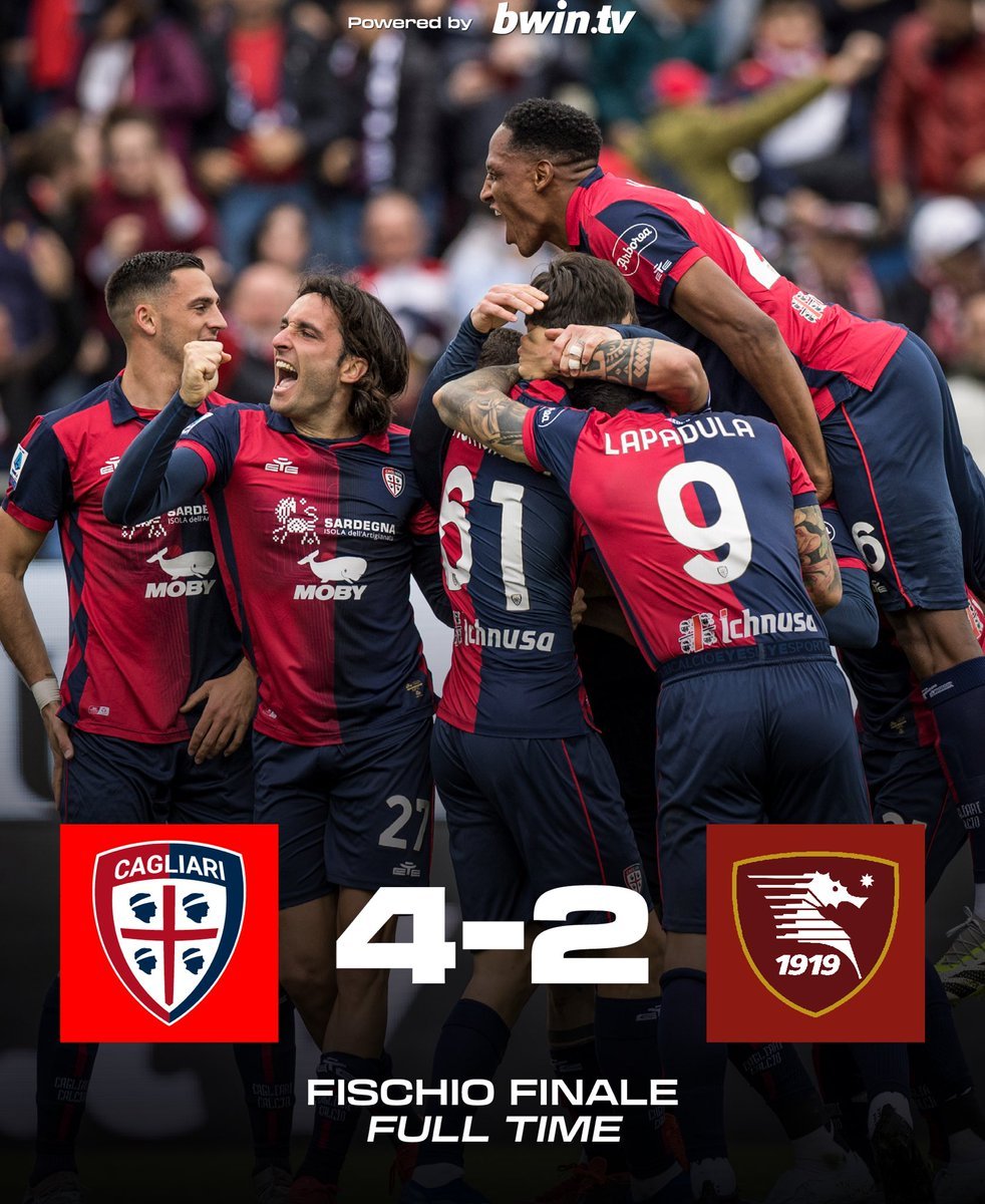 Cagliari prevailed 4-2 in a relegation six-pointer vs. Salernitana. Eldor  Shomudorov proved instrumental after replacing Gianluca Gaetano at  halftime, scoring a brace and leading them to a second-straight win.  @vitodoriacalcio: https://t.co/7EbBCUaJ5L, image size:982x1200