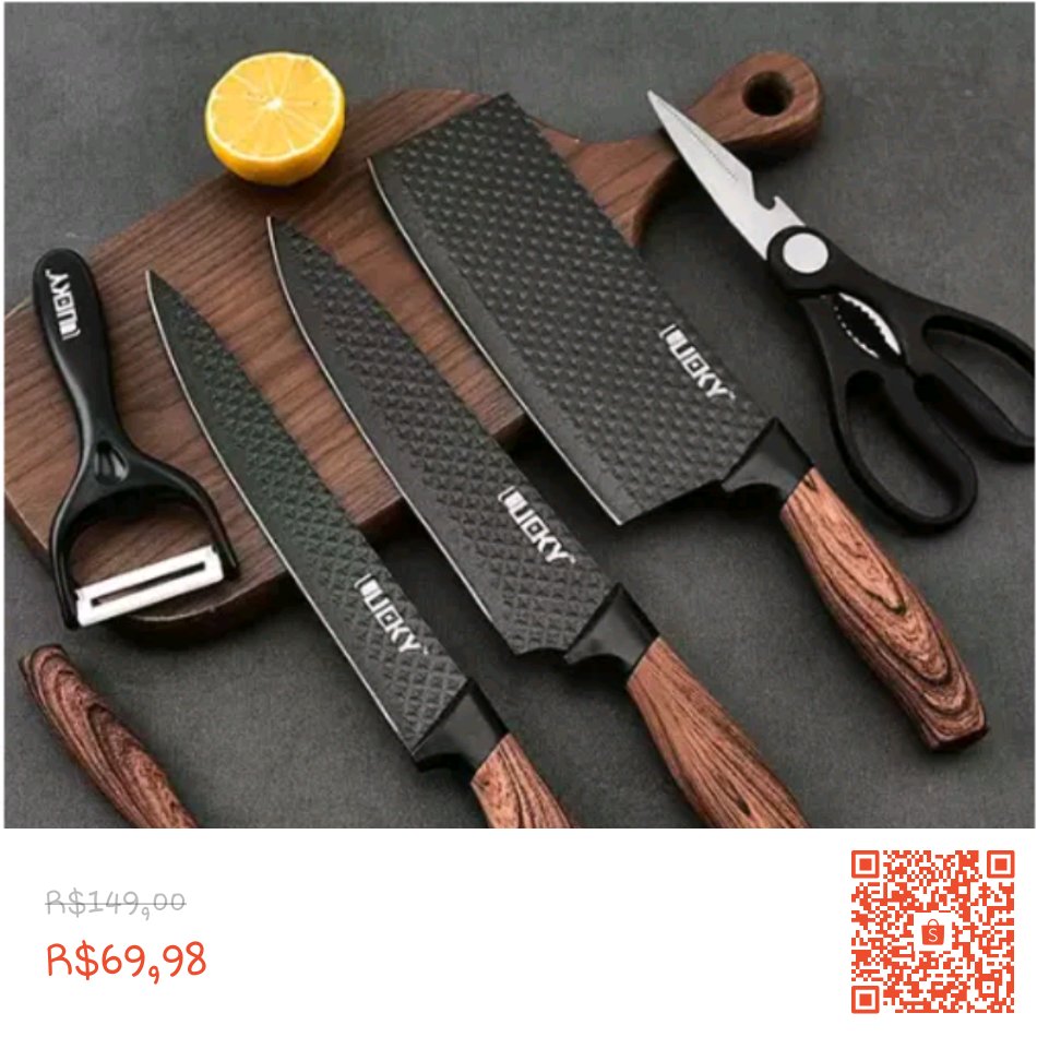 Conjunto De Facas Inox 6 Peças Antiaderente Com Cabo de Madeira Descascador E Tesoura Para Churrasco Cozinha com 53% de desconto! Somente R$69,98. Encontre na Shopee agora! shope.ee/1qEOVPfsaE?sha… #ShopeeBR