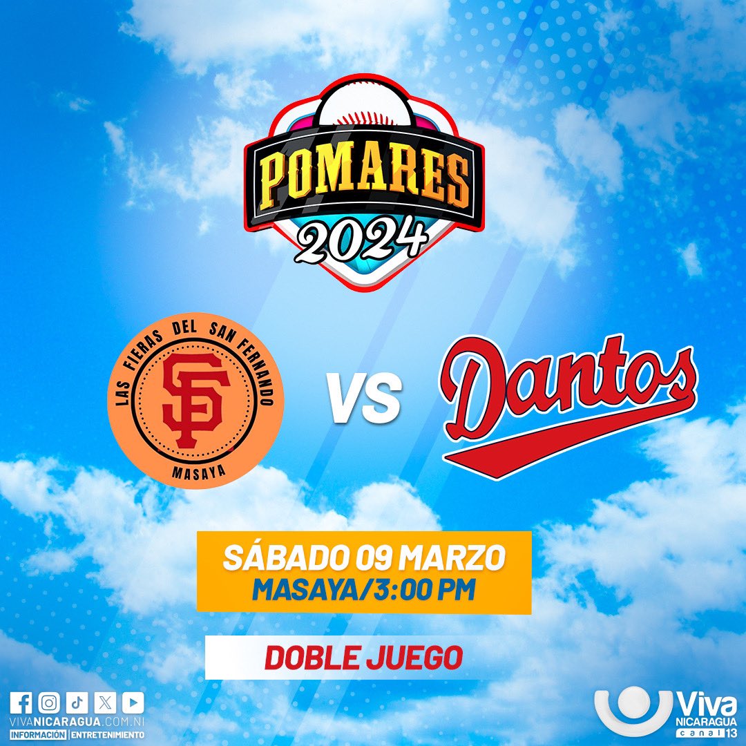 VivaNicaragua13's tweet photo. Desde la Ciudad de las Flores #Masaya se enfrentan las Fieras del San Fernando Vs la Maquinaria Roja ⚾️ 🔥 en un encuentro doble 🤩 del #Pomares2024 👌
#PomaresxCanal13 #Pomares #basseball https://t.co/1eNSry1b7l