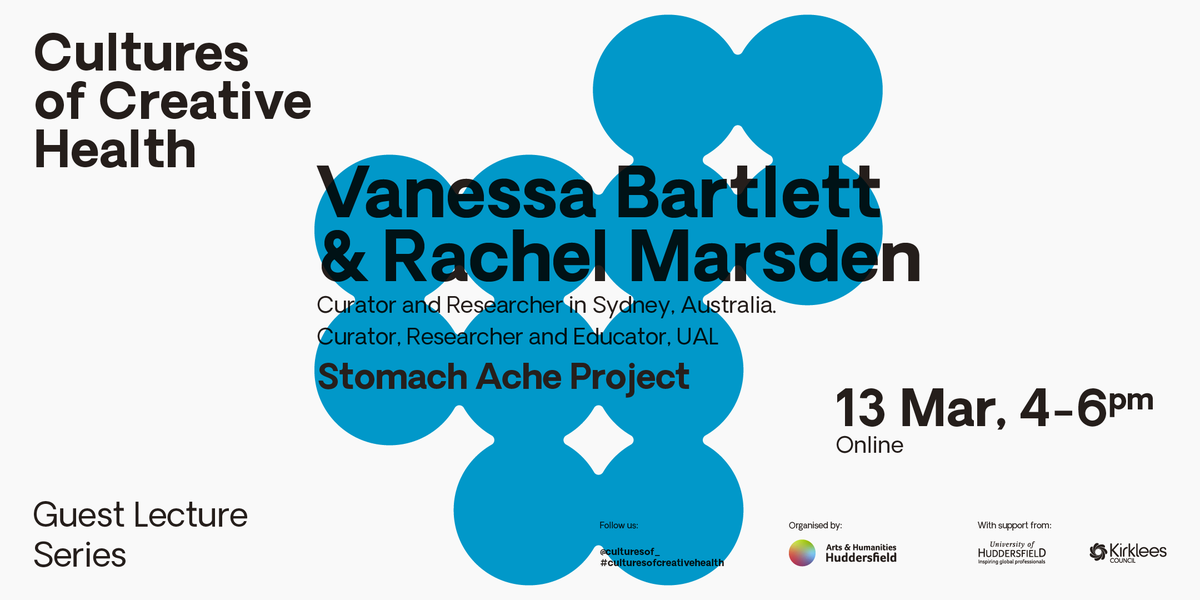 📢 Wed 13 Mar, 4-6pm GMT, join <a href="/VanessaBartlett/">Dr. Vanessa Bartlett</a> &amp; I as we talk #stomachacheproject for <a href="/Culturesof_/">Cultures of</a> #creativehealth series. Initiated by Vanessa in 2021, we've recently been awarded a new network grant <a href="/NNMHRmed/">Northern Network for Medical Humanities Research</a> to continue research until 2025.

RSVP free: eventbrite.co.uk/e/dr-vanessa-b…